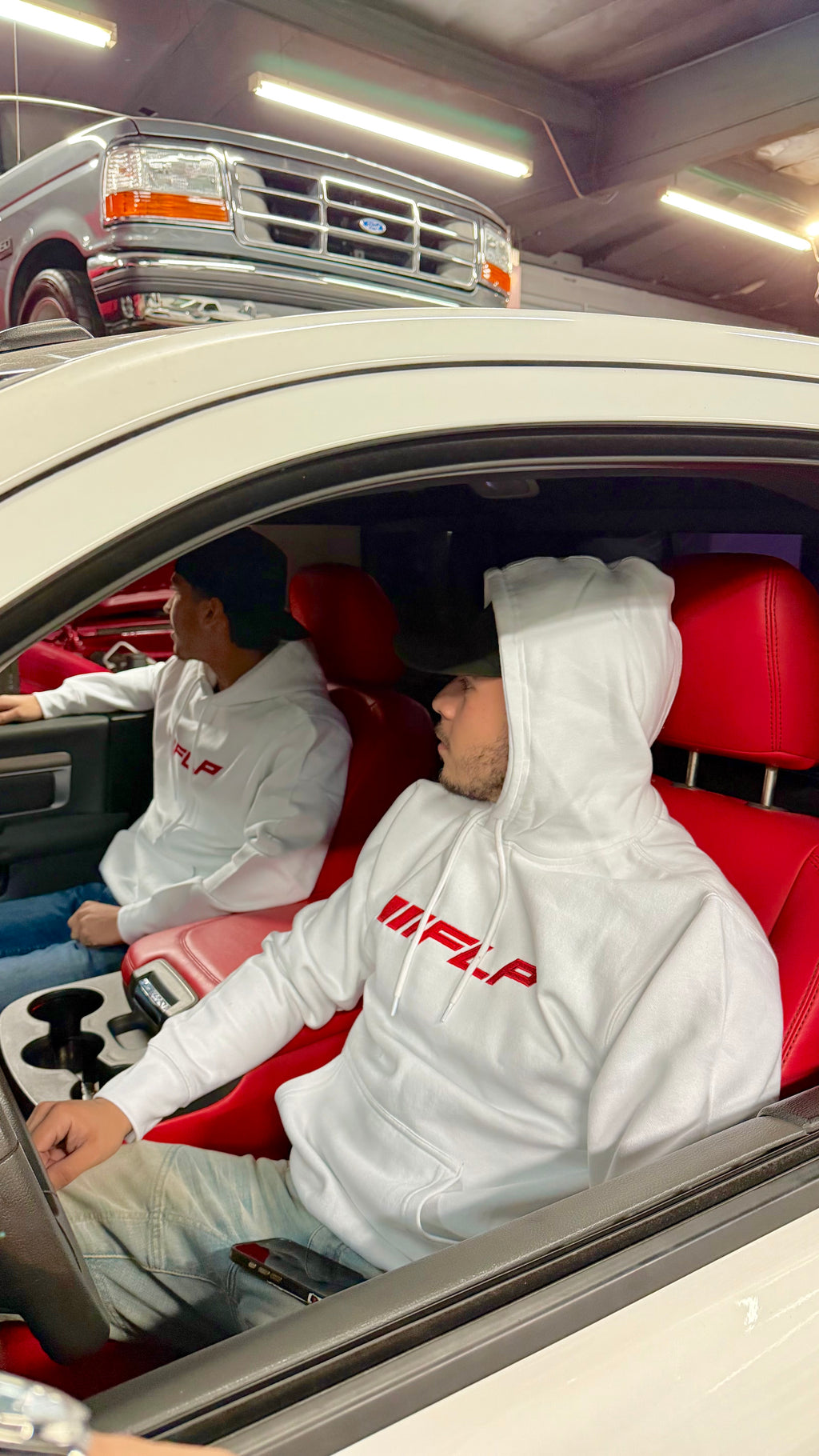 THE LAST FLP DROP - WHITE FLP EMBROIDERED HOODIES